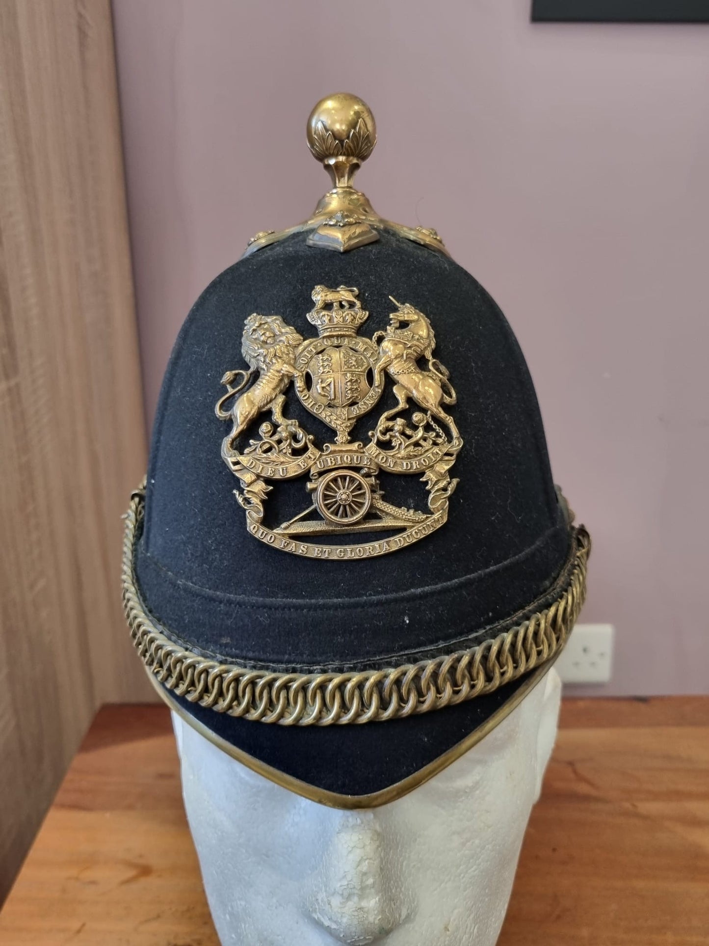 SOLD! Victorian Royal Artillery Officer’s Home Service Helmet and Tin