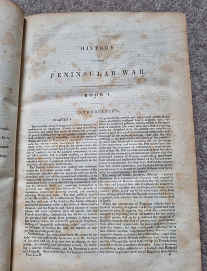 History Of The War In The Peninsula by W.F.P Napier 1836, 1st Edition, Rebound