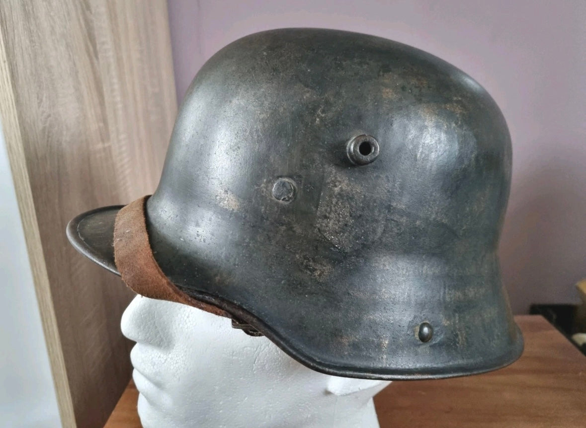 SOLD! WW1 German M16 Transitional Helmet, with 1930s Remnant Decals and Camo Paint (Repro Liner & chinstrap)