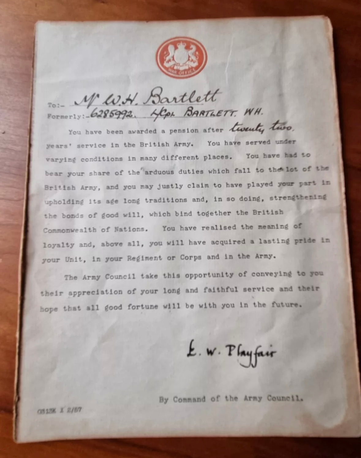 SOLD! WW2 Royal Armoured Corps, North Africa Medal and Ephemera Group to Private William Henry Bartlett (6285992)