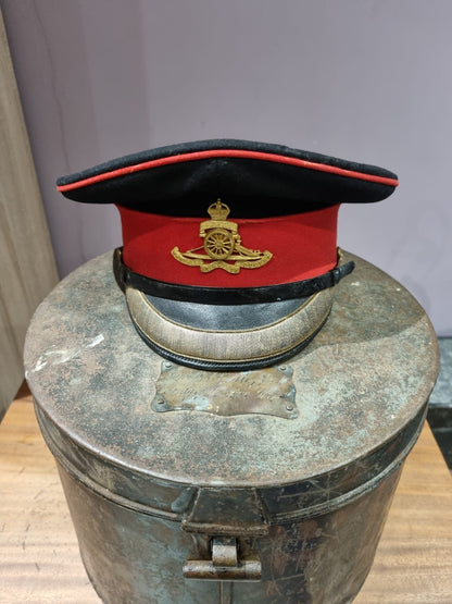 SOLD! Pre WW1 (Edwardian/Victorian) Royal Artillery Major’s Visor Cap and Tin