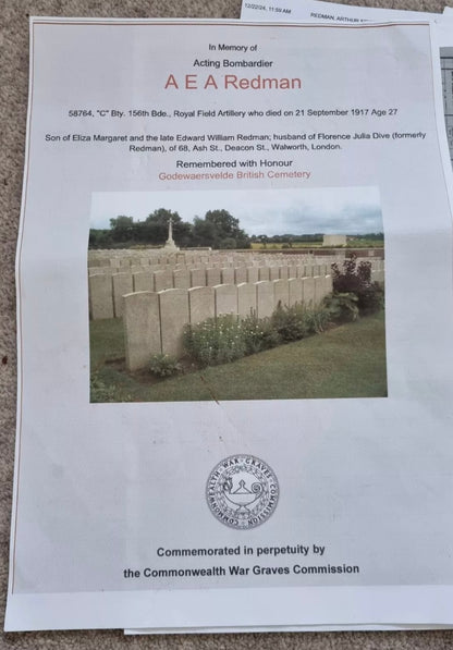 SOLD! WW1 Death Plaque & Medal Group to Author Edward Albert Redman, 156th Brigade, Royal Field Artillery