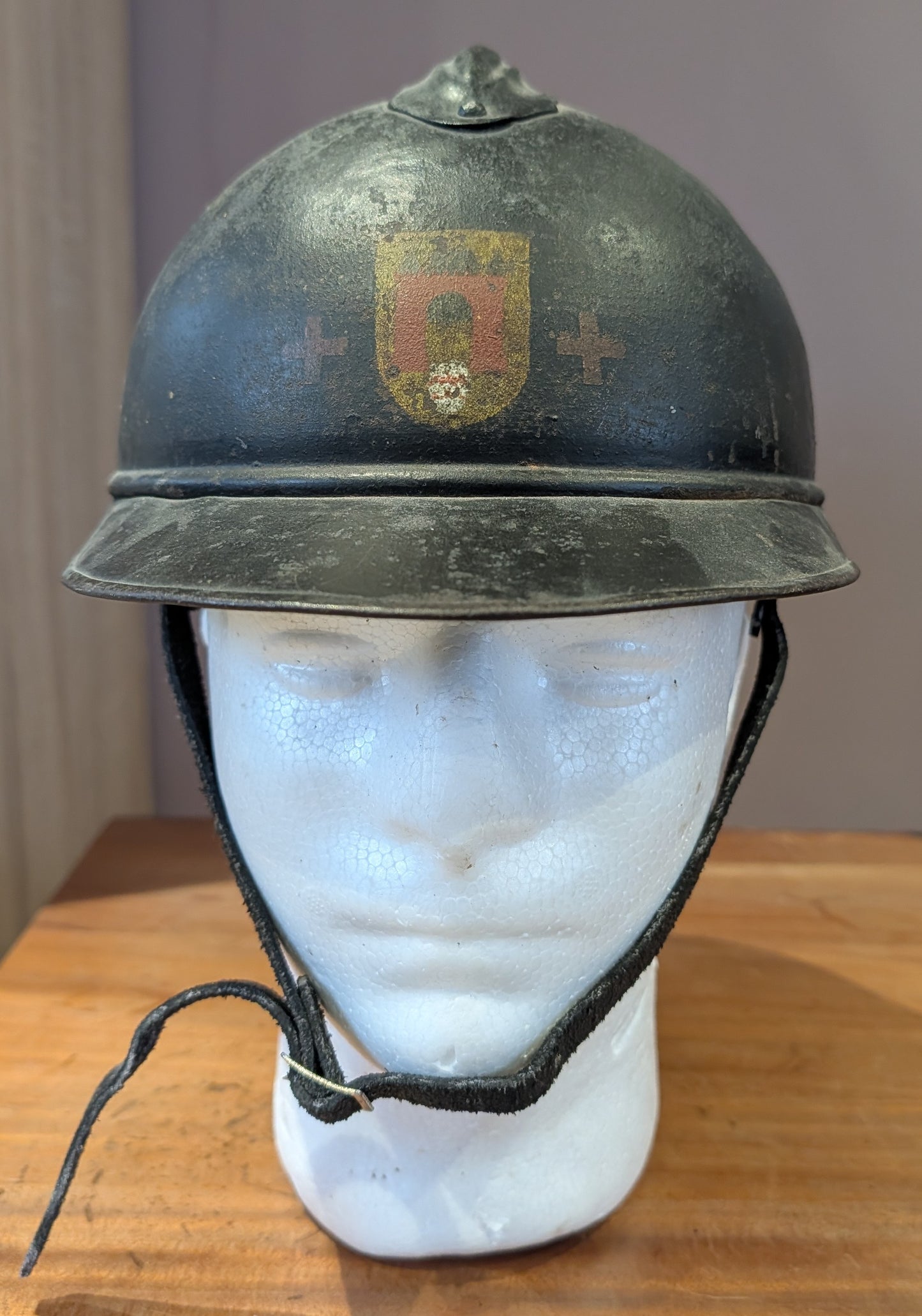 Rare WW2 Dutch City Of  Gorinchem M15 Adrian Burgerwacht Militia Helmet
