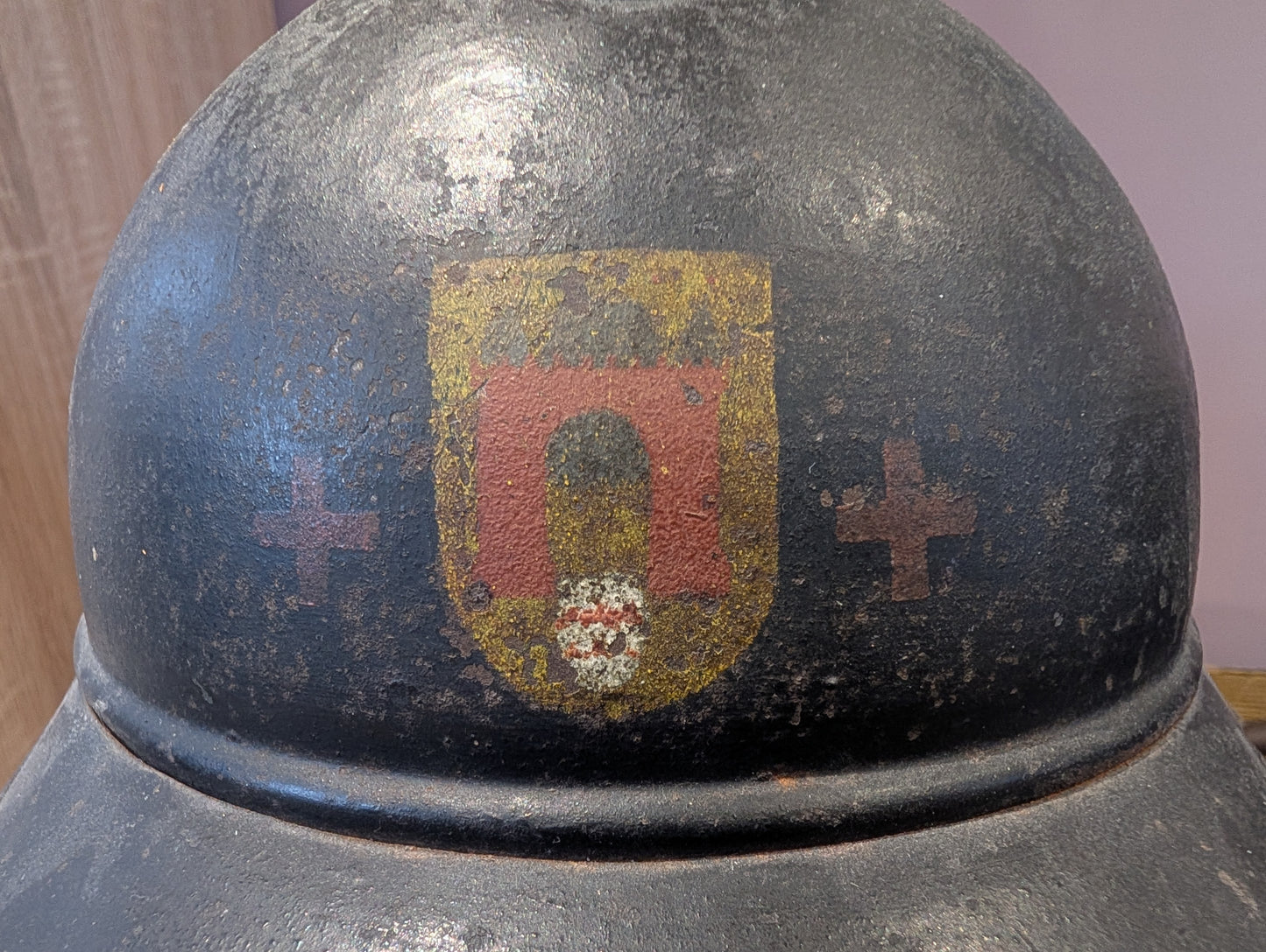 Rare WW2 Dutch City Of  Gorinchem M15 Adrian Burgerwacht Militia Helmet