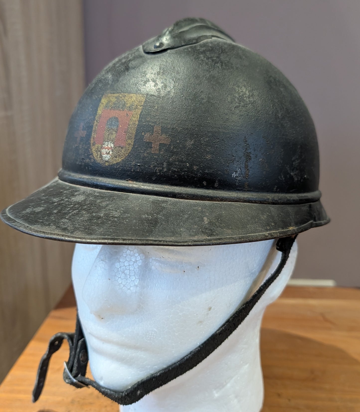 Rare WW2 Dutch City Of  Gorinchem M15 Adrian Burgerwacht Militia Helmet
