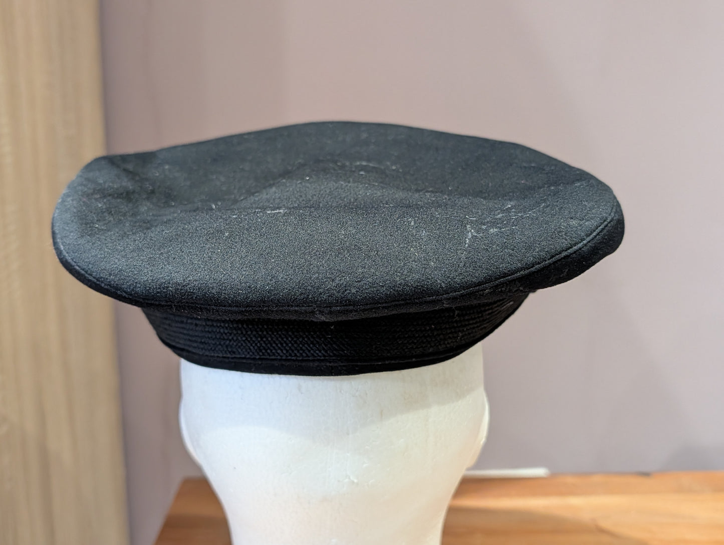SOLD! WW2 Era Royal Navy Captain's Officer's Black Woollen Visor Cap Gieves