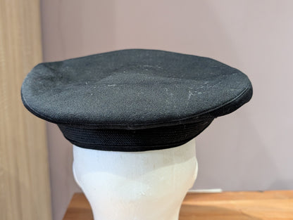 SOLD! WW2 Era Royal Navy Captain's Officer's Black Woollen Visor Cap Gieves