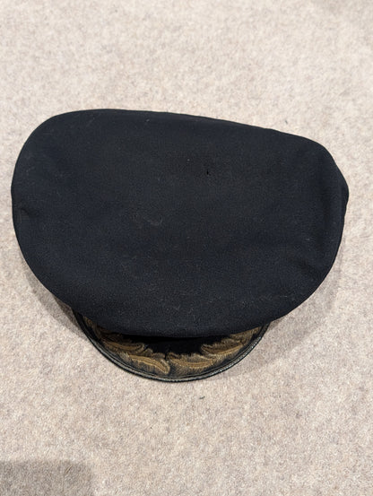 SOLD! WW2 Era Royal Navy Captain's Officer's Black Woollen Visor Cap Gieves