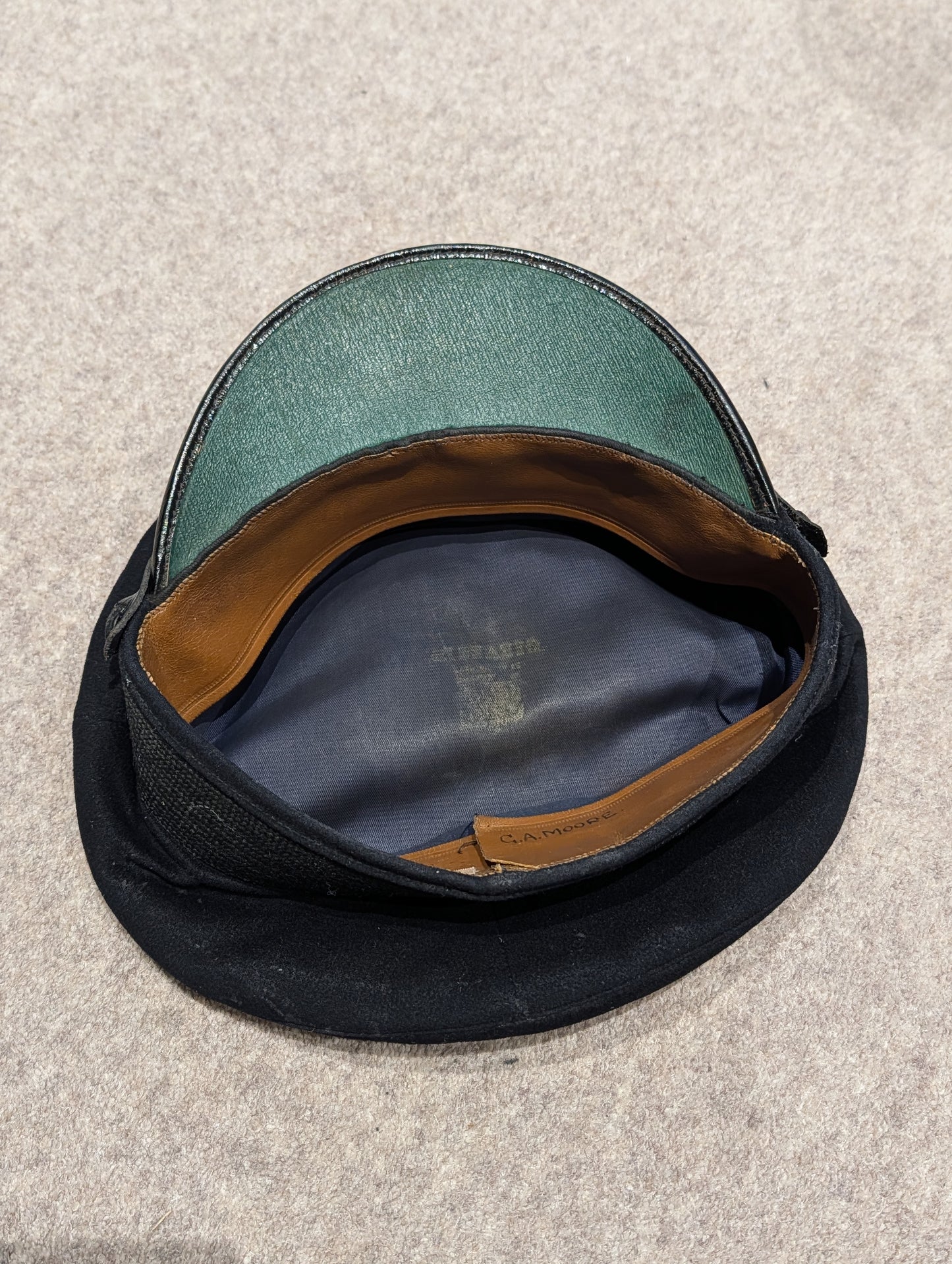 SOLD! WW2 Era Royal Navy Captain's Officer's Black Woollen Visor Cap Gieves