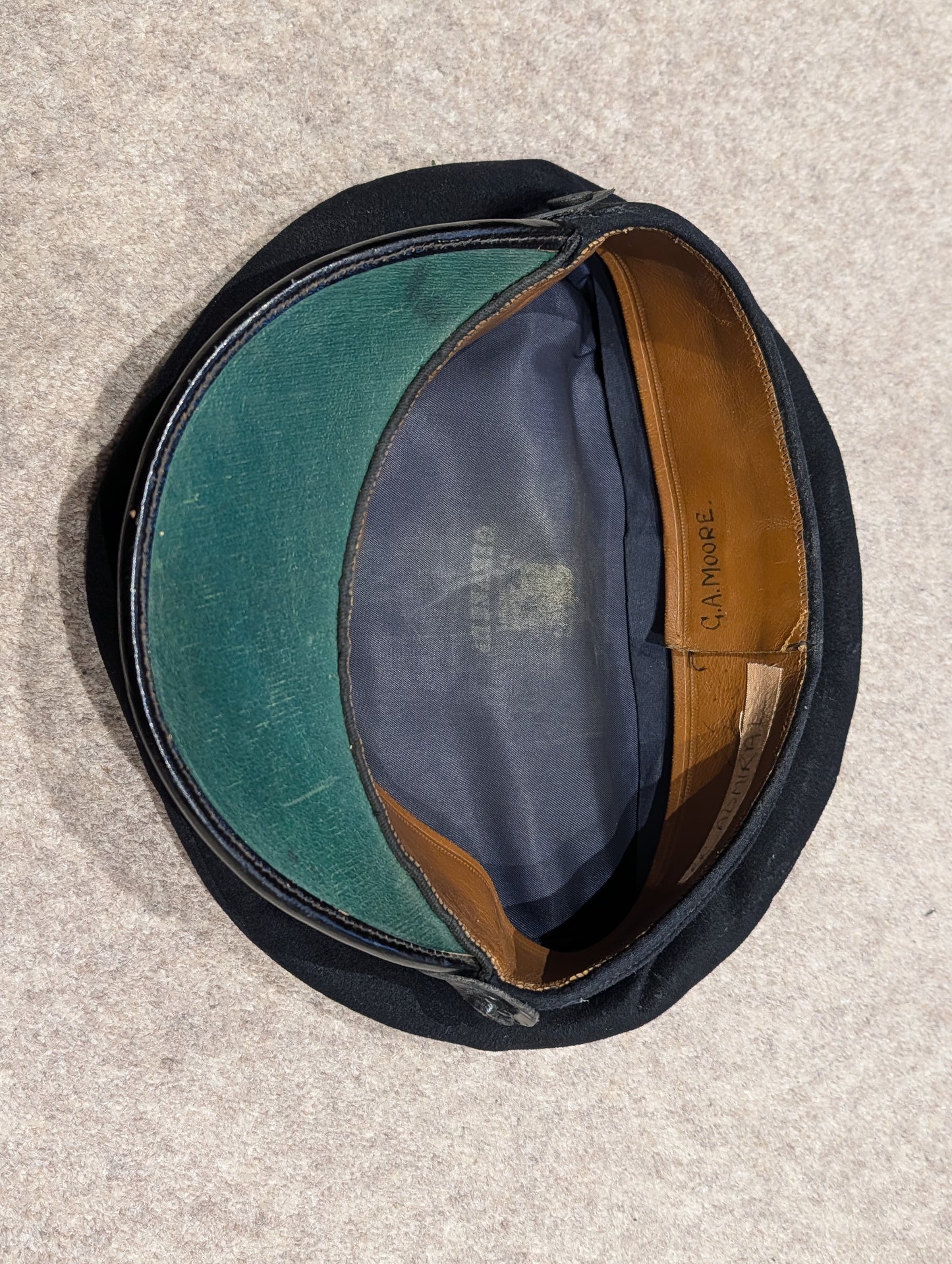 SOLD! WW2 Era Royal Navy Captain's Officer's Black Woollen Visor Cap Gieves