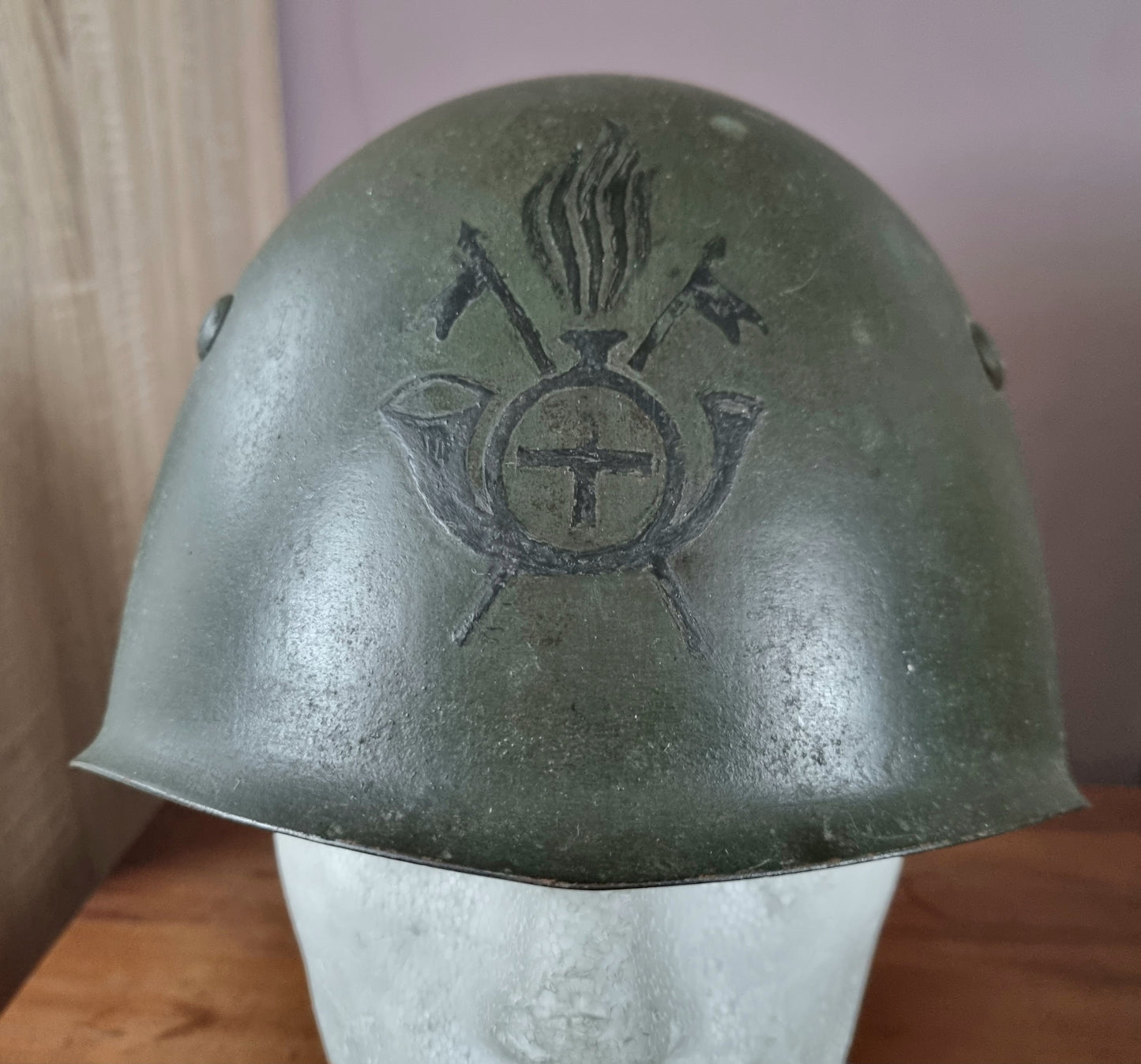 Rare WW2 Italian Army M33 Helmet With Lancers Lancieri Decal