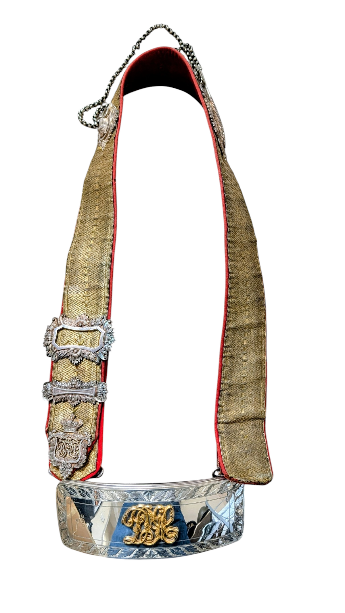 SOLD! Victorian / Edwardian Derbyshire Yeomanry Cavalry Crossbelt with Silver Pouch