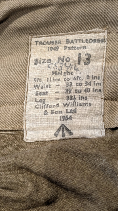 1954 British Army Royal Marine Commando Battledress & Trousers Named