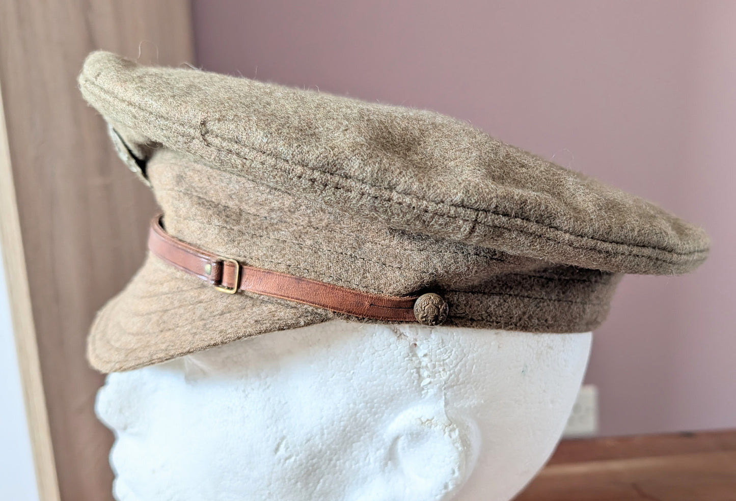 SOLD! WW1 British Army Wool Kent Volunteer Force Floppy Trench Cap Dated 1918