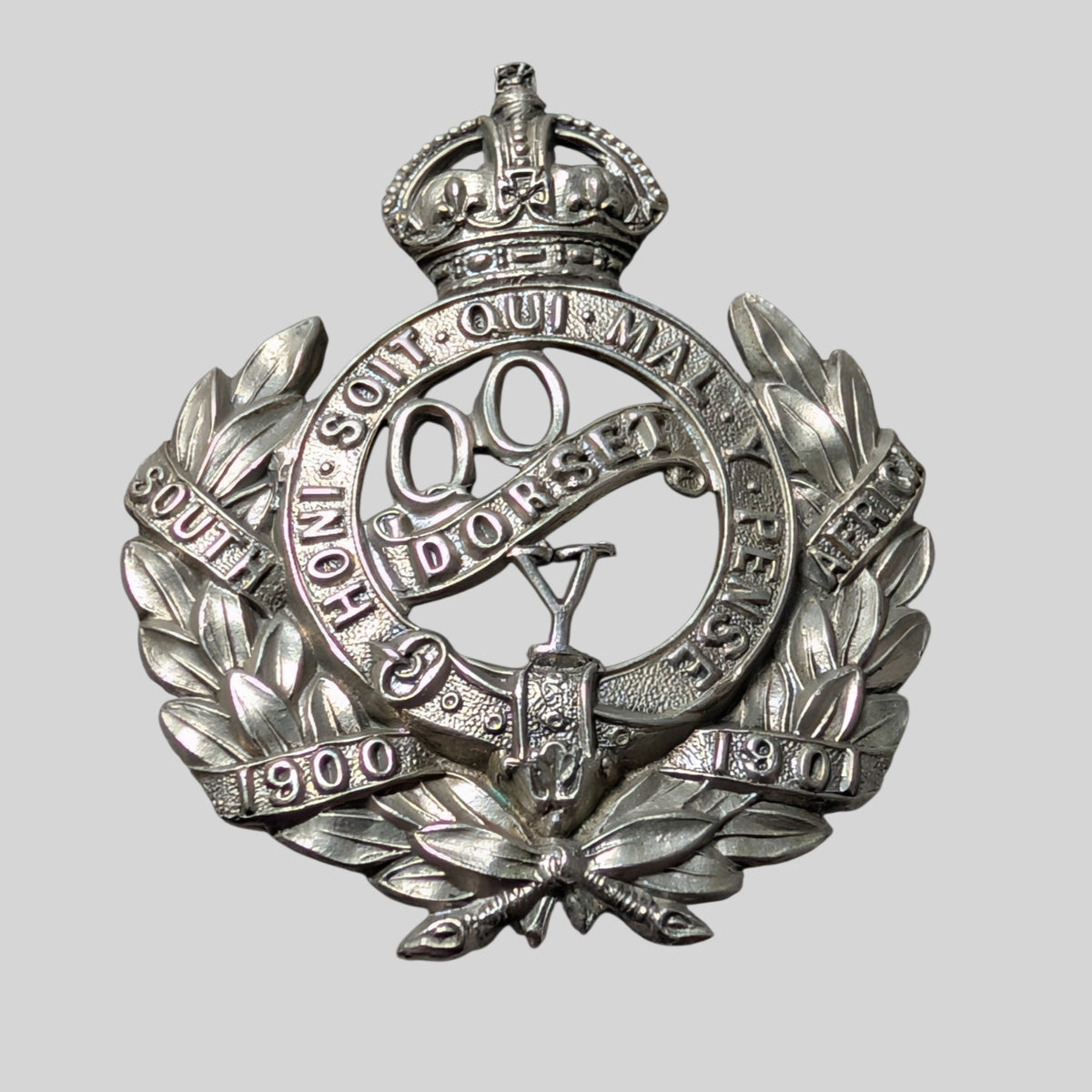 Early The Queen's Own Dorset Yeomanry White Metal Cap Badge 1908-22