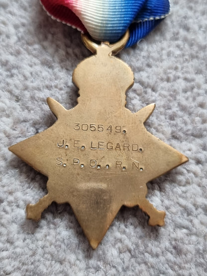 SOLD! WW1 British Navy Long Service Medal Quartet to J E Legard