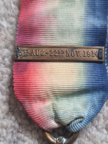 SOLD! WW1 4 Medal Group Mons Star with 5th Aug Clasp and LS&GC medal - George Belford 1 Btn South Wales Borderers BEF Wounded 17th Nov 1914