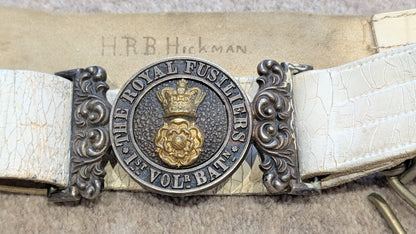Victorian 1st Volunteer Battalion Royal Fusiliers Scarlet Jacket, Belt & Crossbelt Named to H R B Hickman