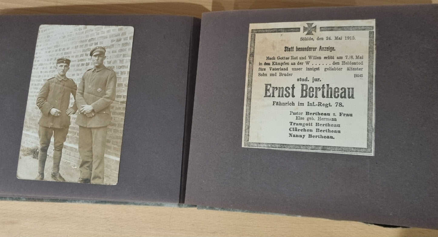 SOLD! WW1 German Army Soldier's Photo Album - 47 Photos + 7 Memorials