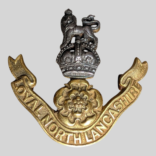 Rare Loyal North Lancashire Regt Silver & Gilt Kings Crown Cap Badge