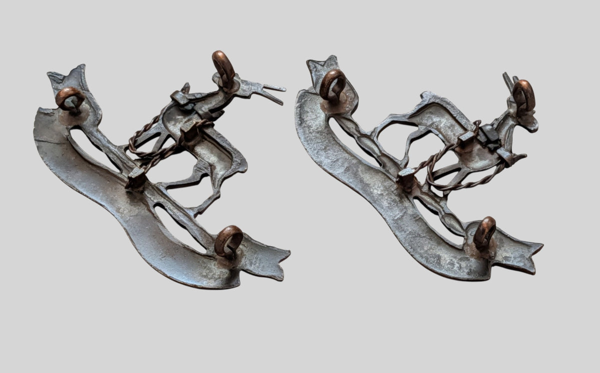 Royal Warwickshire Regiment Officer's Bronze Collar Badge Pair