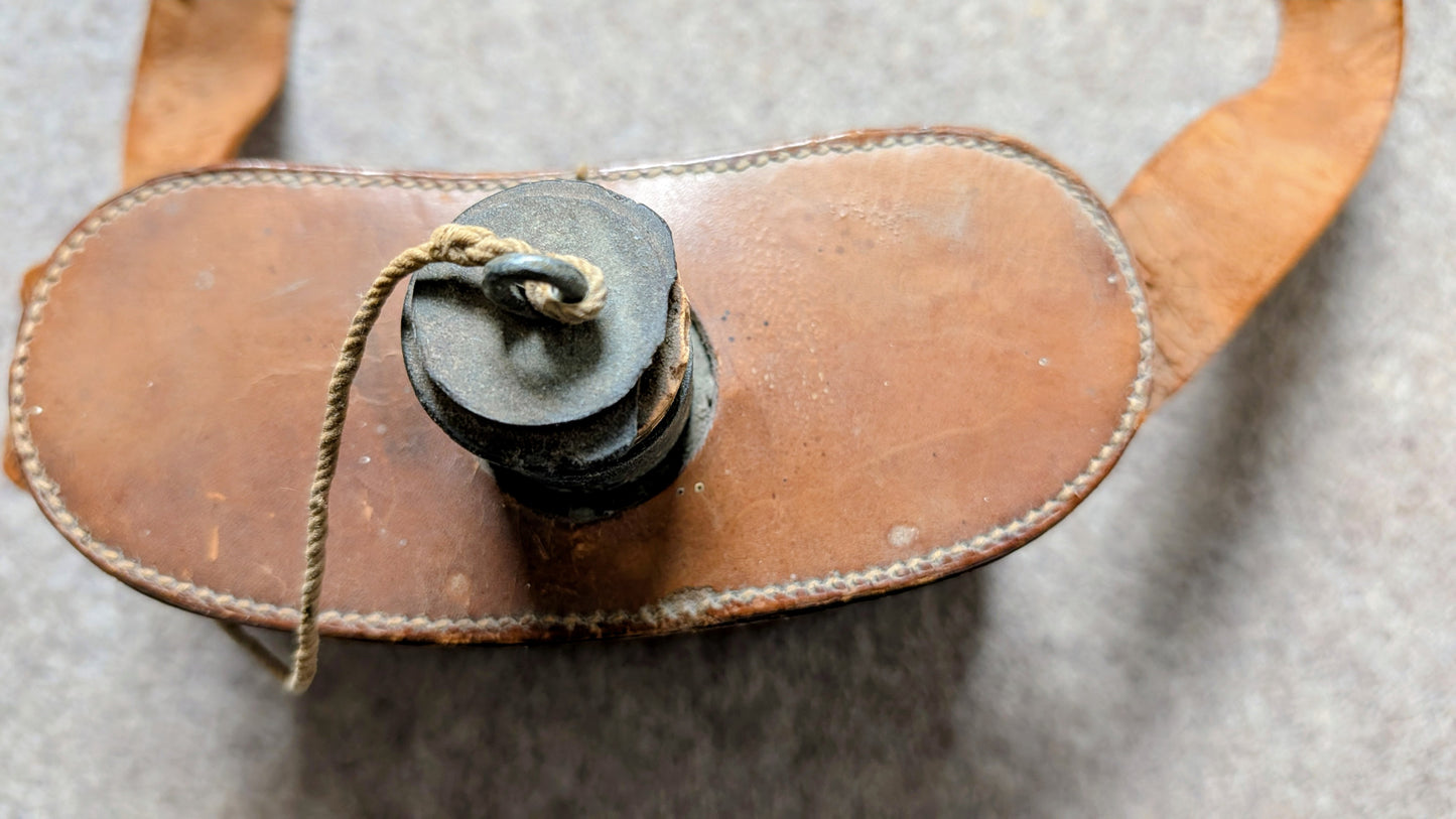 UNUSUAL & RARE WW1 BRITISH ARMY OFFICERS PRIVATE PURCHASE WATER BOTTLE LEATHER COVERED