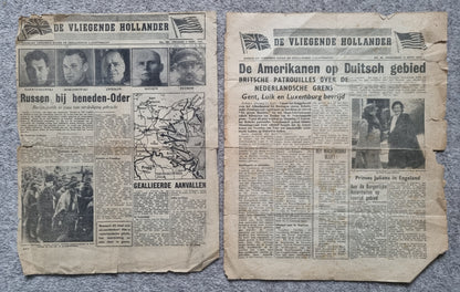 Rare WW2 Dutch Resistance Set - Plaque, Flag, Air Drop Leaflets & Newspapers