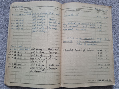 SOLD! WW2 Indian Airforce Flying Log Book to Gerald Jarman, Air Gunner/Observer, Anti Submarine Warfare