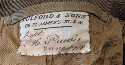 WW1 British Army Captain's Rifle Brigade Uniform Jacket Dated 1918