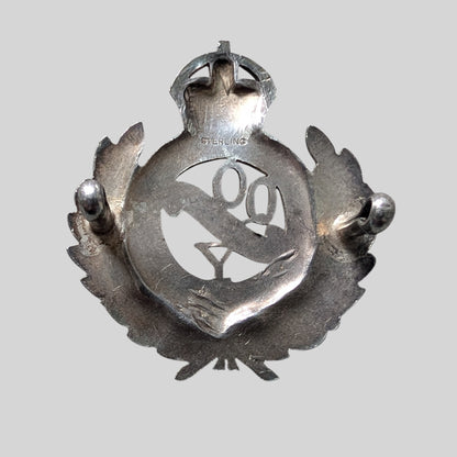 Early The Queen's Own Dorset Yeomanry Sterling Silver Cap Badge 1908-22