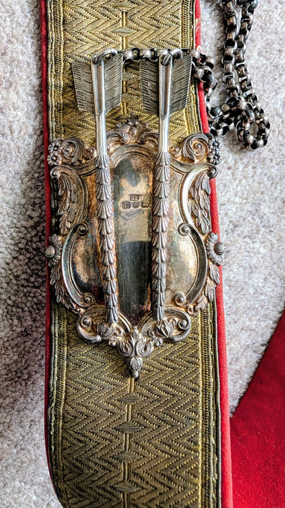 SOLD! Victorian / Edwardian Derbyshire Yeomanry Cavalry Crossbelt with Silver Pouch