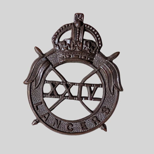 Rare 24th Lancers Officer's Bronze Collar Badge