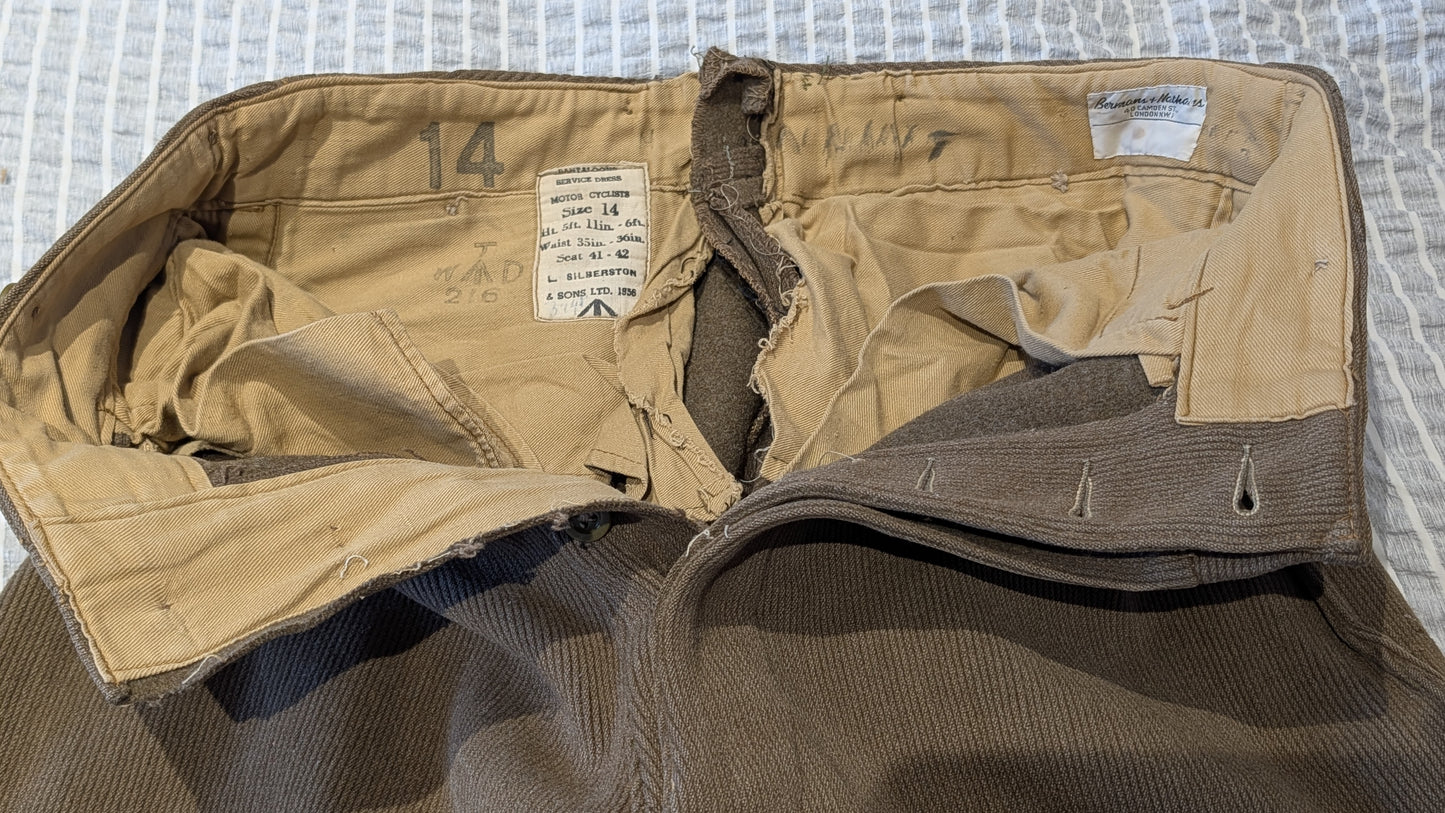 British Army Dispatch Riders Pantaloons Riding Trousers Breeches 1956