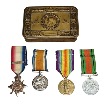 SOLD! WW1/WW2 Nimy Bridge British Army 1914 Mons Star and Clasp Medal Group to Private Mark Huckle - 4th Royal Fusiliers BEF