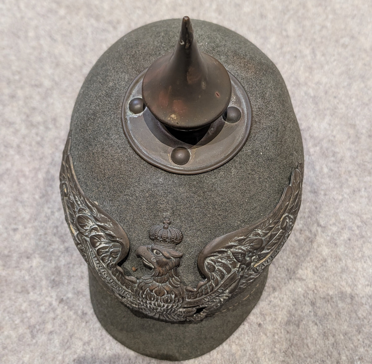 M15 WW1 German Prussian Grenadier Ersatz Felt Enlisted mans Pickelhaube Helmet