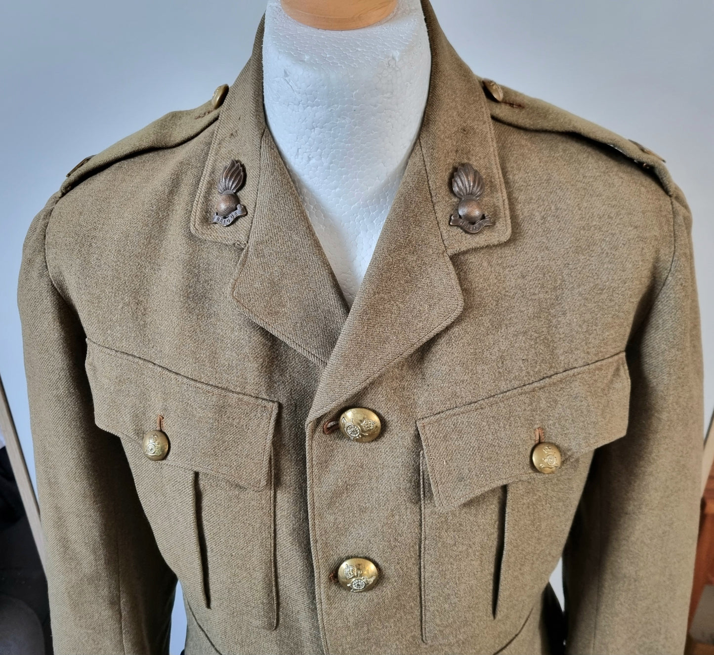 WW1 British Army 2nd Lieutenant Cuff Rank Uniform Jacket Royal Field Artillery (Made from Original Parts)