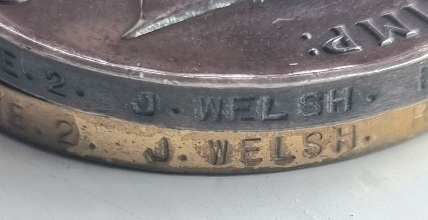 SOLD! WW1 British Medal Duo Private J Welsh Royal Air Force RAF