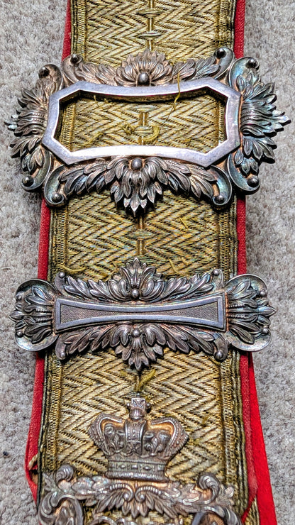 SOLD! Victorian / Edwardian Derbyshire Yeomanry Cavalry Crossbelt with Silver Pouch