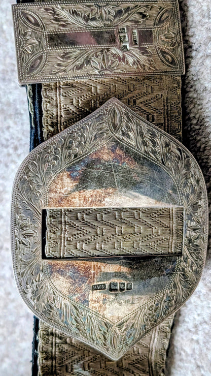 SOLD! Beautiful Edwardian Montgomeryshire Yeomanry CrossBelt & Pouch & Cover - Solid Silver Fittings