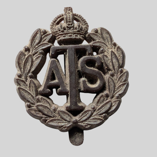 WW2 Plastic Economy ATS Auxillary Territorial Service Cap Badge JR & L