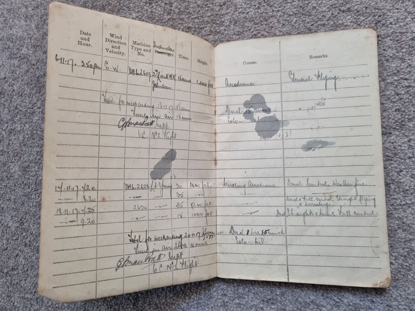 SOLD! WW1 RFC Flying Log Book Photo & RFC Papers to 2nd Lieut H C Derham