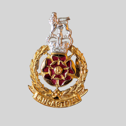 Lancastrian Brigade Officers Silver & Gilt & Enamel Cap Badge 1958-69