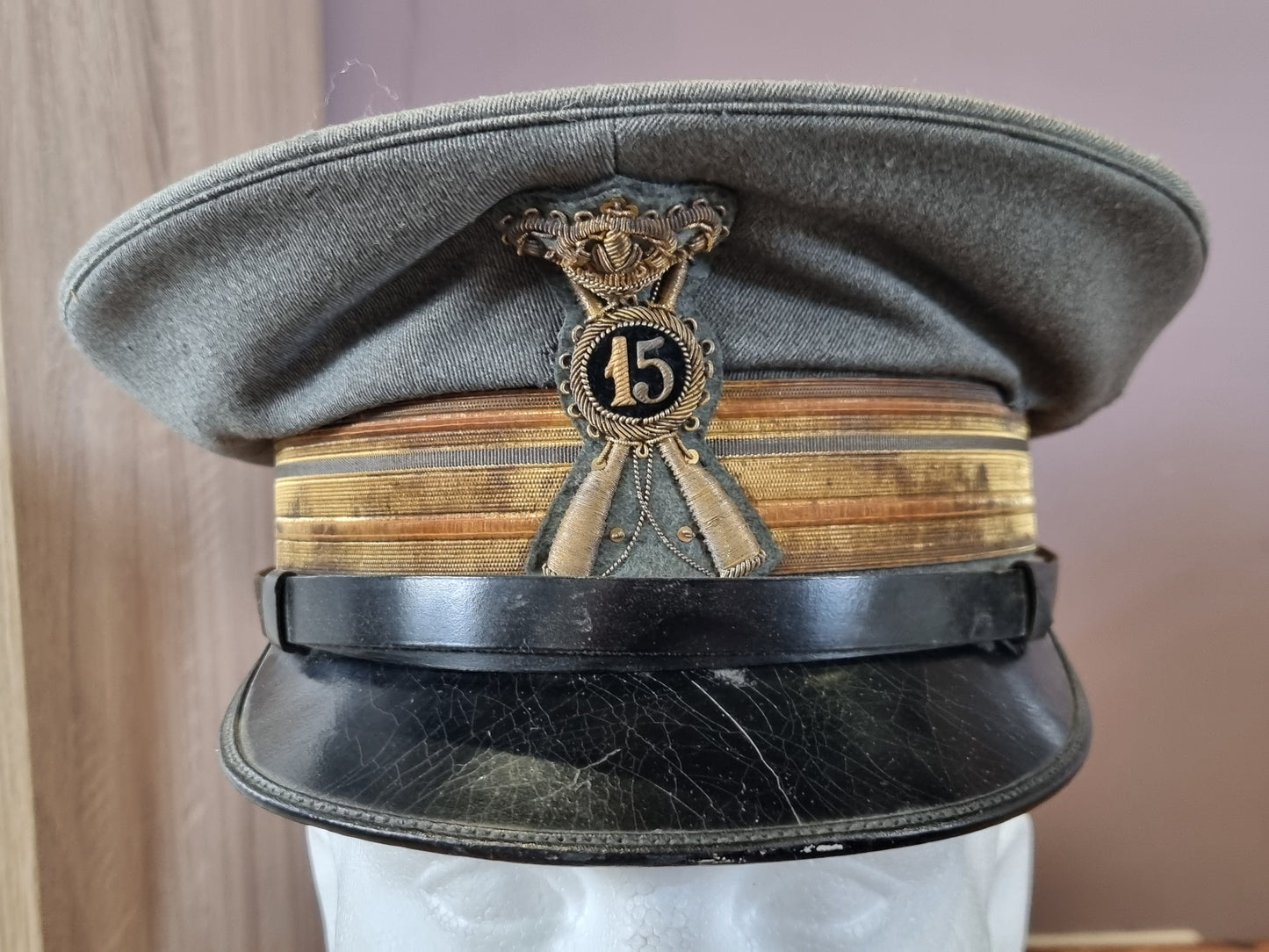 SOLD! WW2 Italian Major’s 15th Infantry Regiment M34 Visor Cap & Box