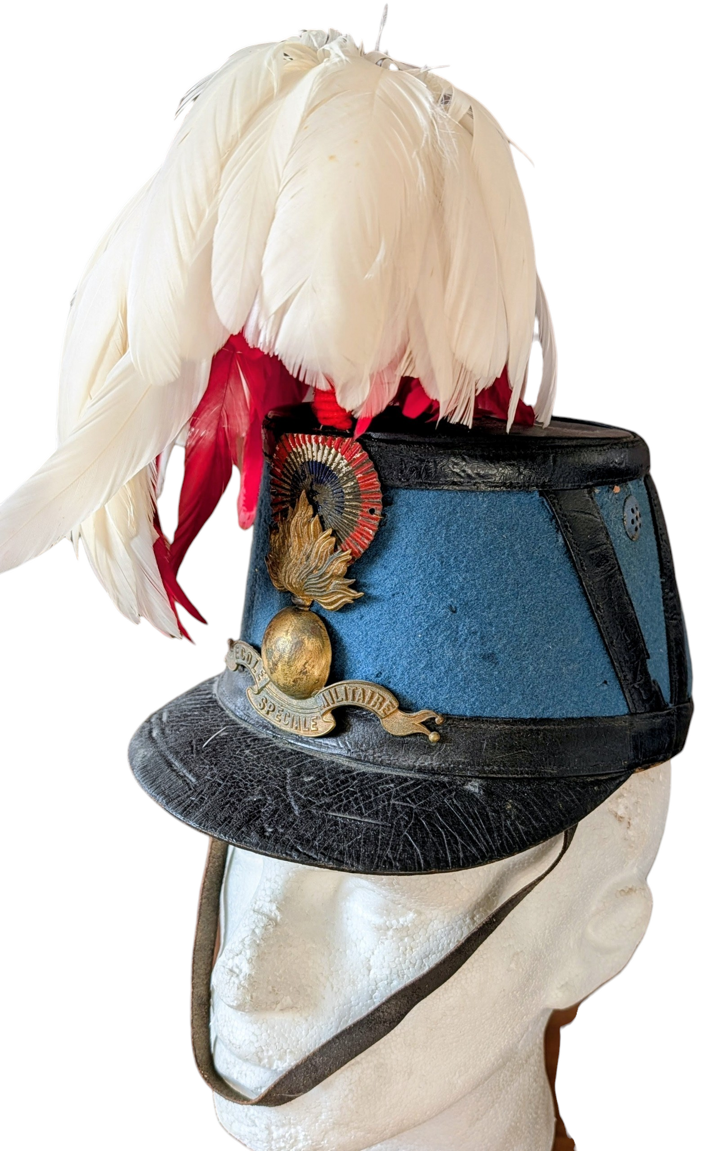 SOLD! Lovely Early 20th Century French Military Academy St Cyr Shako With Feather Plume