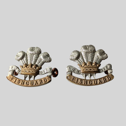 SOLD! Pembrokeshire Yeomanry Bimetal Collar Badge Pair