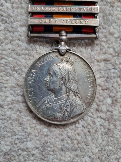 Boer War & WW1 British Medal Trio With 5 Bar Queens South Africa Medal to James Miller - South African Constabulary & Army Service Corps