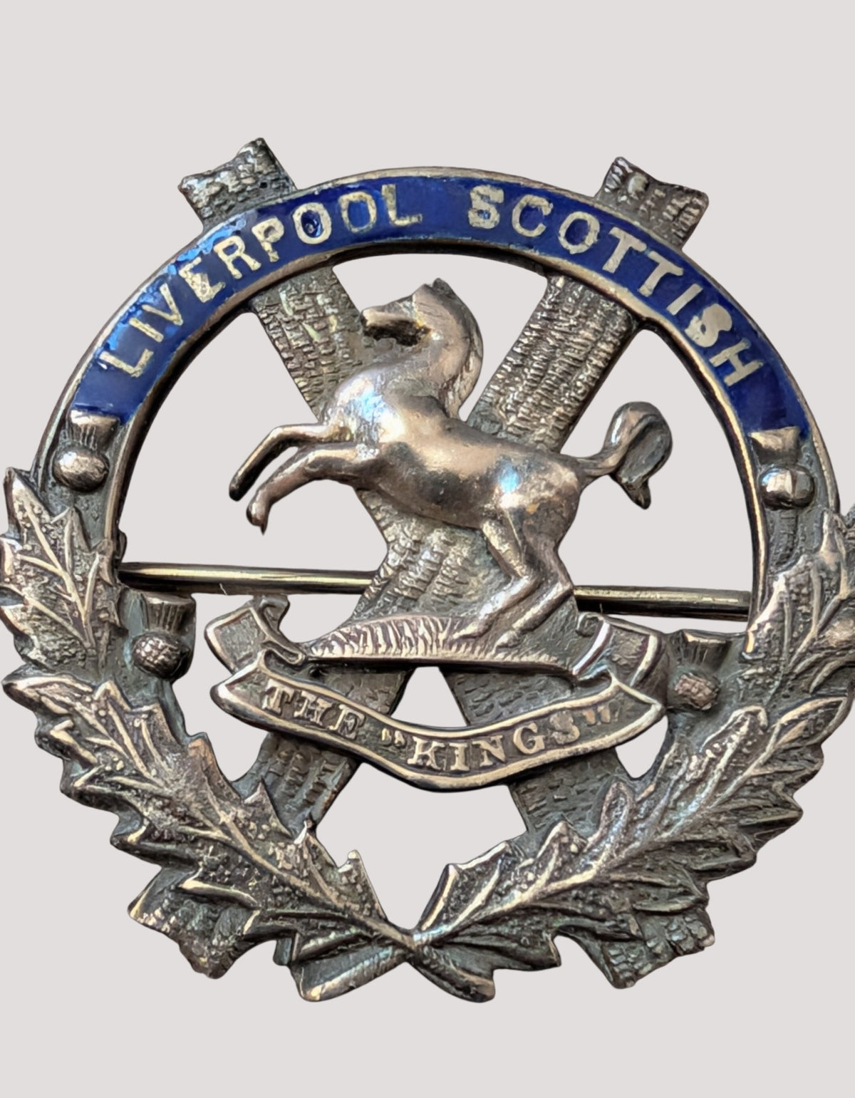 Fine Quality WW1 Era Liverpool Scottish Solid Silver Sweetheart Badge By Thomas L Mott