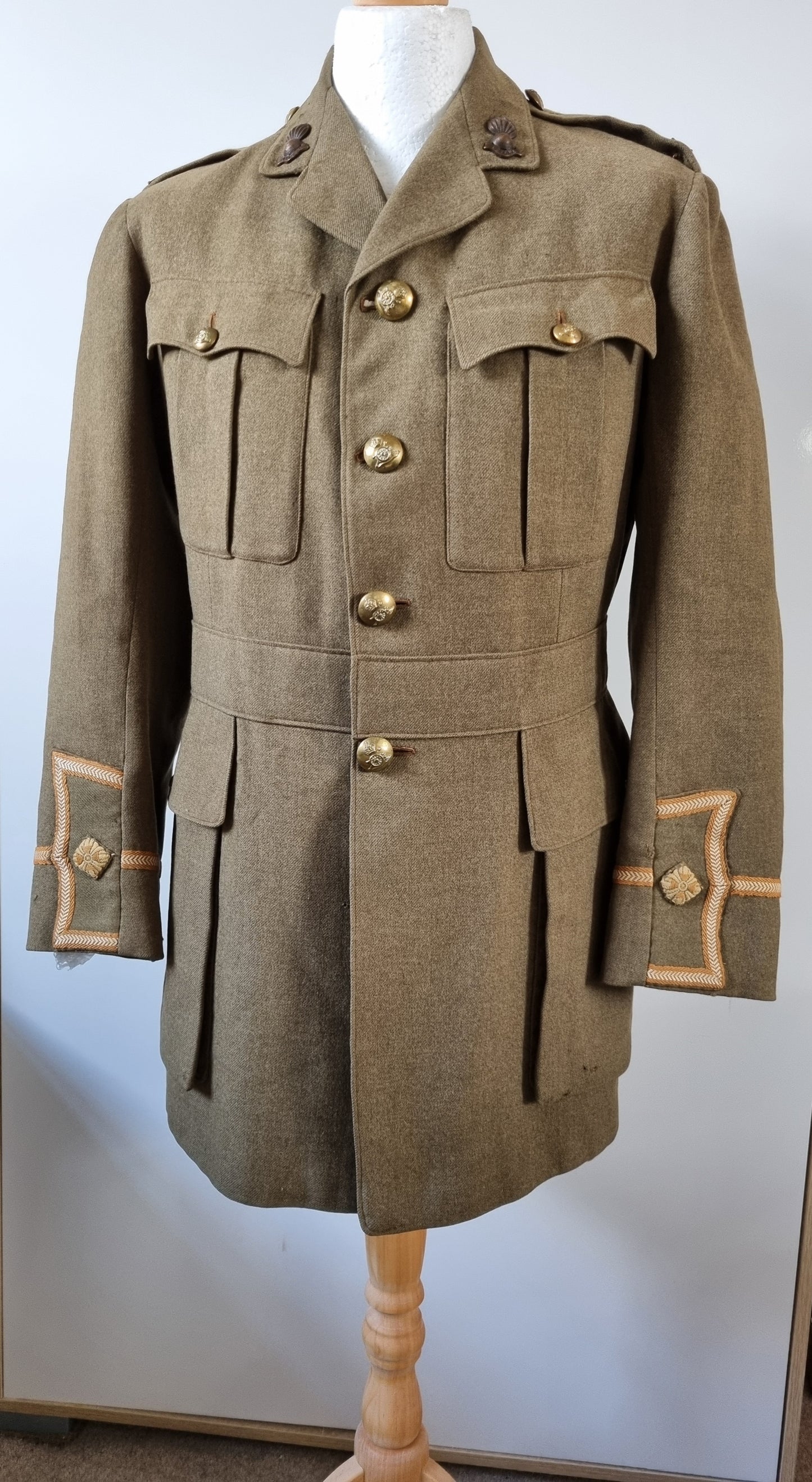 WW1 British Army 2nd Lieutenant Cuff Rank Uniform Jacket Royal Field Artillery (Made from Original Parts)