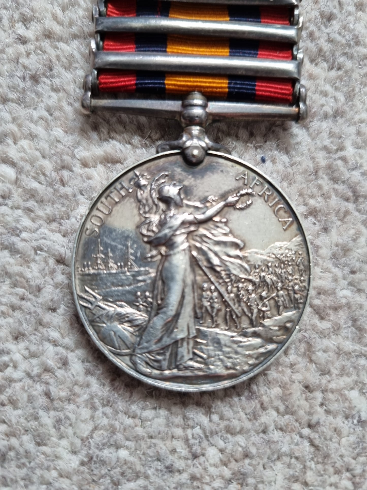 Boer War & WW1 British Medal Trio With 5 Bar Queens South Africa Medal to James Miller - South African Constabulary & Army Service Corps