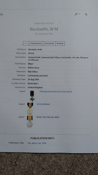 SOLD! WW1 British Army Captains Jacket Coldstream Guards - William M Beckwith DSO